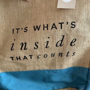 Jute Tote with Blue Accent